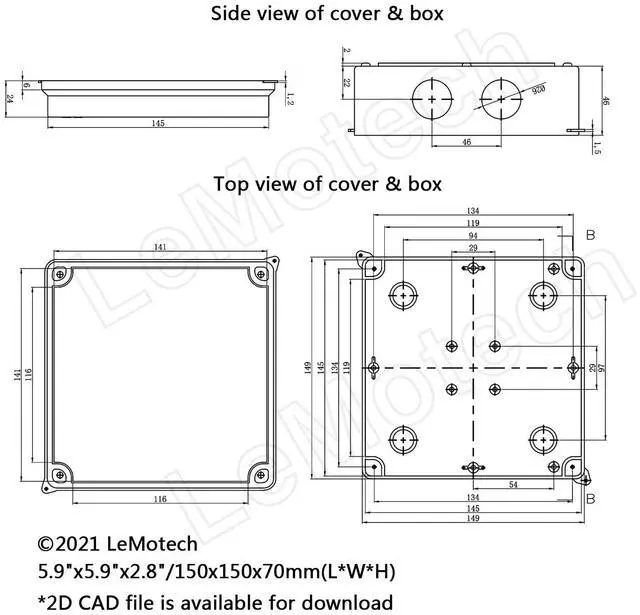 Alt view image 6 of 7 - ABS Plastic Dustproof Waterproof IP65 Junction Box Universal Electrical Project Enclosure White 5.9 x 5.9 x 2.8 inch (150 x 150 x 70 mm)