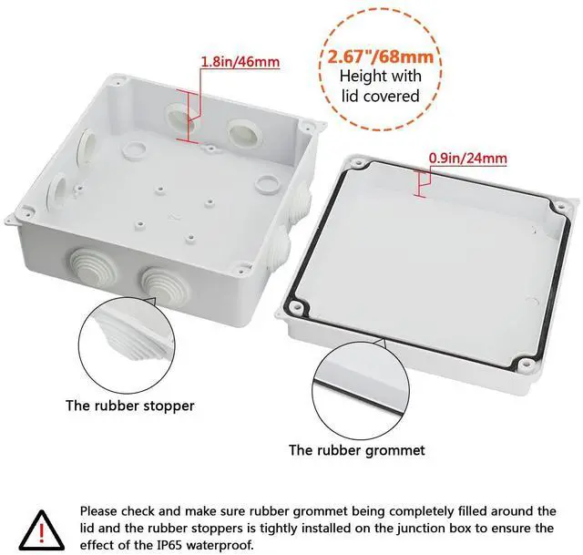 Alt view image 4 of 7 - ABS Plastic Dustproof Waterproof IP65 Junction Box Universal Electrical Project Enclosure White 5.9 x 5.9 x 2.8 inch (150 x 150 x 70 mm)