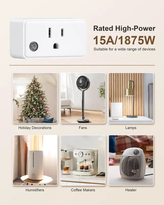 Alt view image 6 of 7 - Remote Control Outlet, 200FT Long Range Wireless Light Switch, Mini Electrical Outlet Plug, 15A/1875W High-Power for Lamps, Christmas Lights, Household Appliances, FCC & ETL Listed