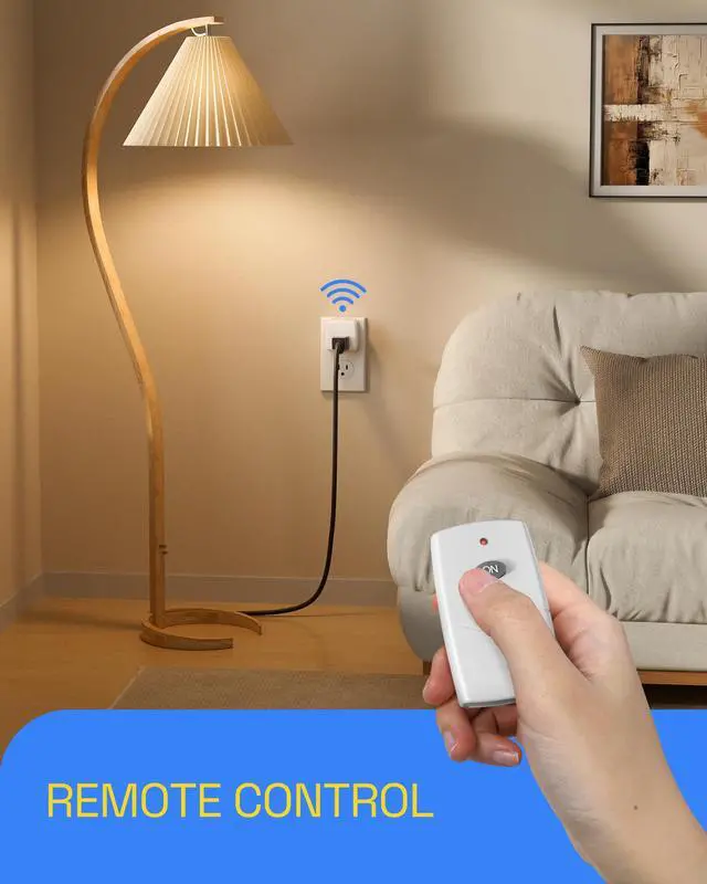 Alt view image 7 of 7 - Remote Control Outlet Plug Remote Light Switch Remote Outlet Switch Wireless On Off Switch Plug for Chritmas Light and Household Appliances, 15A/1875W(1 Outlet + 1Remote)