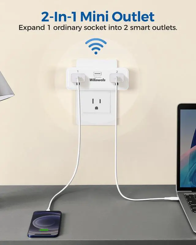 Alt view image 4 of 7 - Remote Control Outlet with 4 Independent Control Sockets, WILAWELS Wireless Remote Light Switch for Christmas Tree Lights, String Lights, 15A/1875W/125V, FCC Certified, One Remote for 4 Plugs