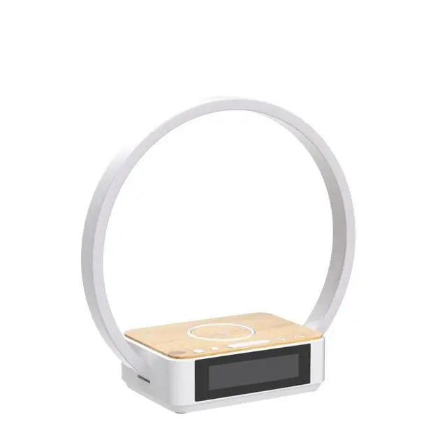 Alt view image 4 of 7 - Bedside Lamp with Alarm Clock,Touch Lamp with Wireless Charger,Nightlight for Bedroom,Sunrise Wake-up Light,3-Grade Dimmable,Birthday Gifts for Her,Women,Men,Mom,Daughter,Girlfriend(Wood Grain)