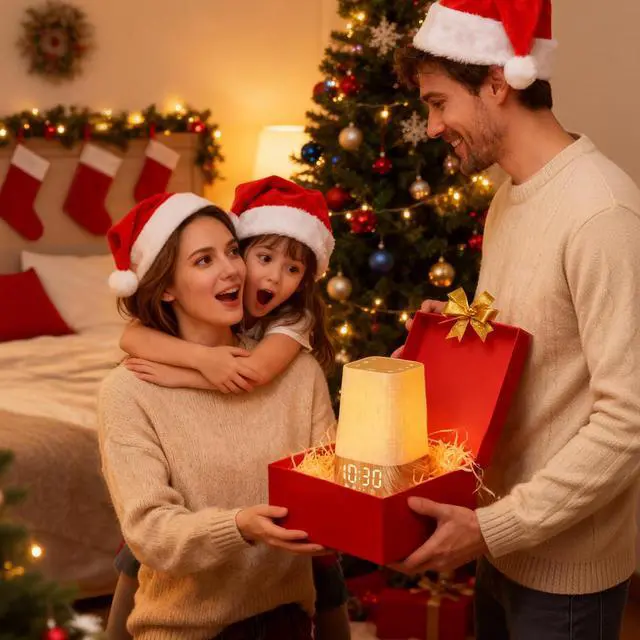 Alt view image 2 of 7 - Sunrise Alarm Clock with Noise Machine: Digital Alarm Clock for Bedrooms, Nature Sounds for Gentle Wake Up, 30 Sleep Sounds, Adjustable Brightness & Volume, Timer - Wood Grain