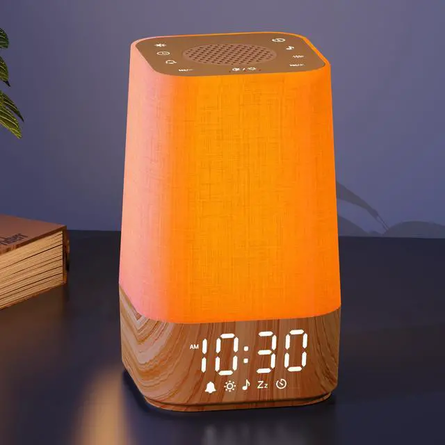 Main image of Sunrise Alarm Clock with Noise Machine: Digital Alarm Clock for Bedrooms, Nature Sounds for Gentle Wake Up, 30 Sleep Sounds, Adjustable Brightness & Volume, Timer - Wood Grain