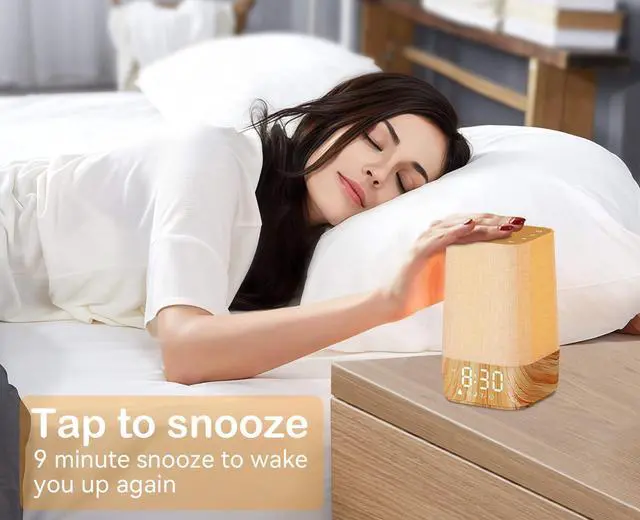 Alt view image 6 of 7 - Sunrise Alarm Clock with Noise Machine: Digital Alarm Clock for Bedrooms, Nature Sounds for Gentle Wake Up, 30 Sleep Sounds, Adjustable Brightness & Volume, Timer - Wood Grain