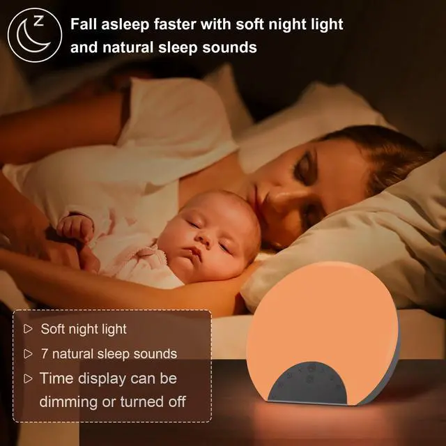 Alt view image 4 of 7 - Sunrise Alarm Clock Wake Up Light for Kids, Adults, Heavy Sleepers with Dual Alarms, Snooze, Sleep Aid with 7 Nature Sounds for Bedrooms with 8 Colors Night Light, FM Radio, Gift Ideas