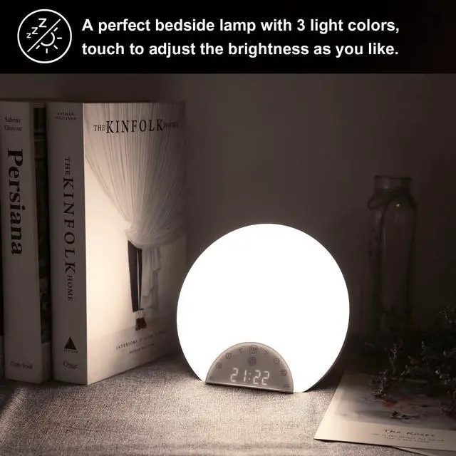 Alt view image 6 of 7 - Sunrise Alarm Clock Wake Up Light for Kids, Adults, Heavy Sleepers with Dual Alarms, Snooze, Sleep Aid with 7 Nature Sounds for Bedrooms with 8 Colors Night Light, FM Radio, Gift Ideas