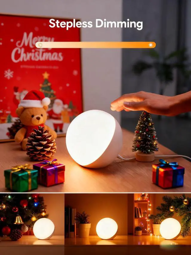 Alt view image 4 of 7 - Touch Lamp, Multicolor Night Light for Kids, Small LED Table Lamp for Bedroom, Dimmable Bedside Lamp with Warm & White Light