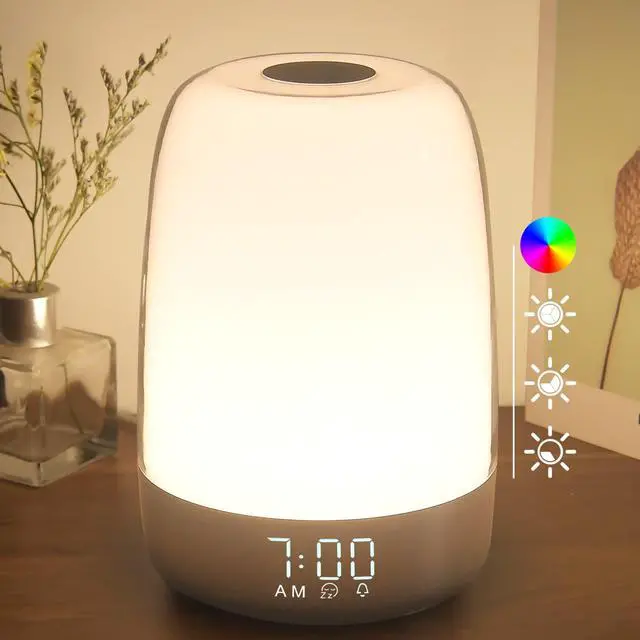 Main image of Touch Wake Up Night Light with Sunrise Simulation Alarm Clock, 3 Ways Dimmable Warm White Bedside Lamp for Kid Bedrooms RGB Ambient Table Nightstand Light,Sleep Aid Snooze Timer Mode
