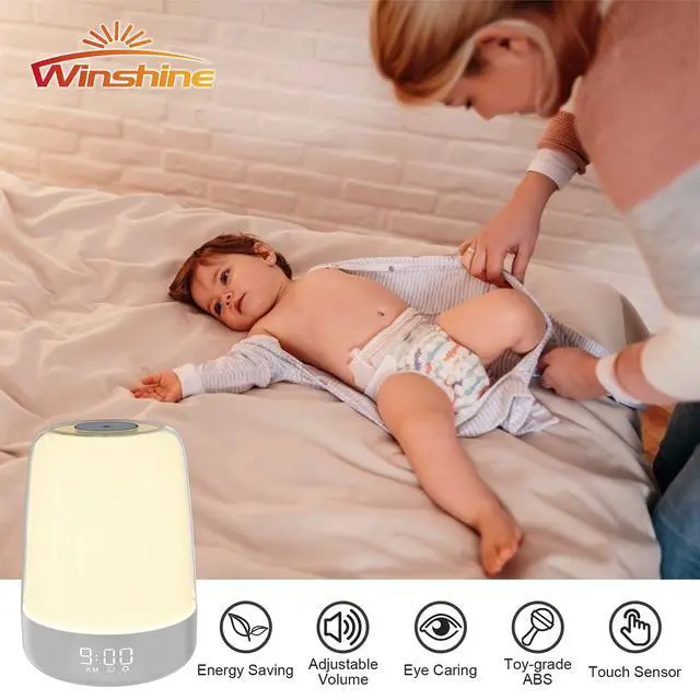 Alt view image 5 of 7 - Touch Wake Up Night Light with Sunrise Simulation Alarm Clock, 3 Ways Dimmable Warm White Bedside Lamp for Kid Bedrooms RGB Ambient Table Nightstand Light,Sleep Aid Snooze Timer Mode
