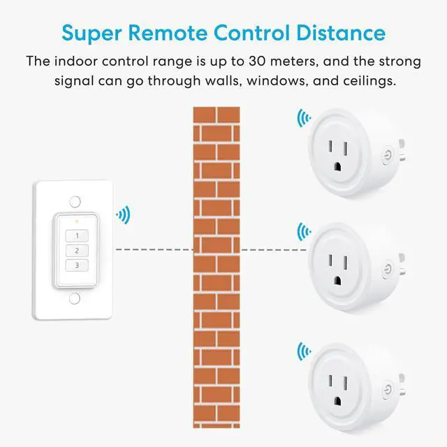 Alt view image 5 of 7 - 656ft Wireless Wall-Switch: Remote Control Outlet 3 Pack Lights & Small Appliances No Wiring 1 Remote for 3 Plugs