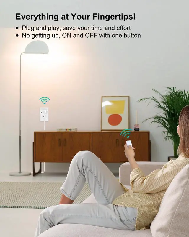 Alt view image 3 of 7 - Remote Control Outlet, 200FT Long Range Wireless Light Switch, Mini Electrical Outlet Plug, 15A/1875W High-Power for Lamps, Christmas Lights, Household Appliances, FCC & ETL Listed