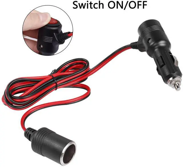 Alt view image 3 of 7 - 12V 24V Car Cigarette Lighter Plug to Socket Power Cable with On Off Switch,Car Cigarette Lighter Male to Female Outlet Extension Cord with 15A Fuse(2M/6.6FT)
