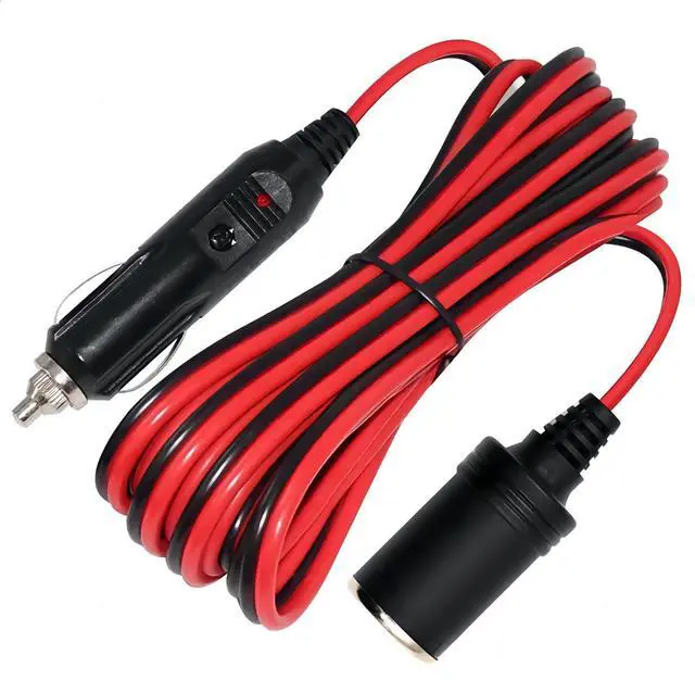 Main image of Cigarette Lighter Extension Cord Plug 13FT - 14AWG Car Charger Cable 12-24v Male Plug to Female Socket 15A Power Adapter with LED Lights for Air Compressor Tire Pump Cooler Fridge