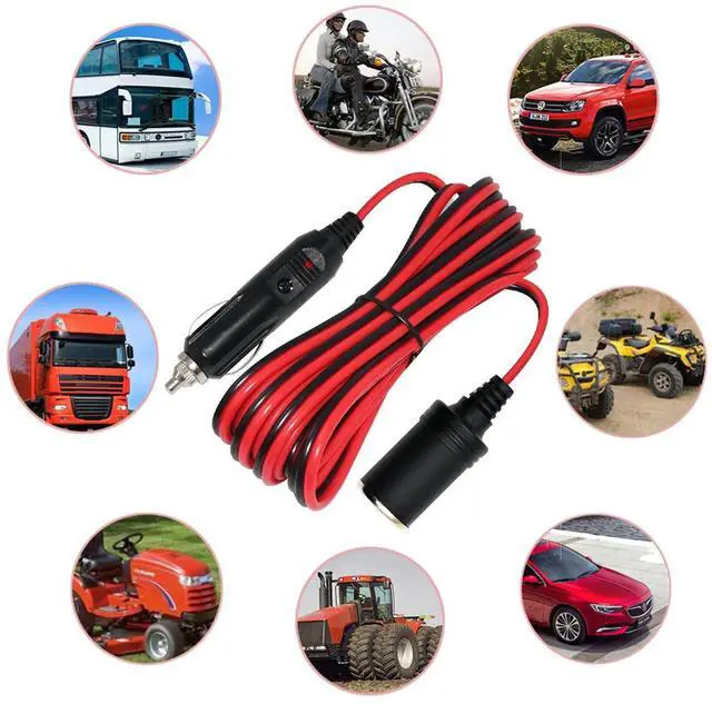 Alt view image 3 of 7 - Cigarette Lighter Extension Cord Plug 13FT - 14AWG Car Charger Cable 12-24v Male Plug to Female Socket 15A Power Adapter with LED Lights for Air Compressor Tire Pump Cooler Fridge