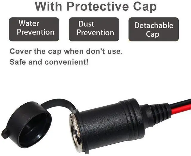 Alt view image 6 of 7 - 12V Cigarette Lighter Extension Cord 12FT -Car Charger Cigar Lighter Male Plug to Female Socket 16AWG Heavy Duty Extension Cable with LED Lights Extender for Air Compressor Pump and Tire Inflator 15A