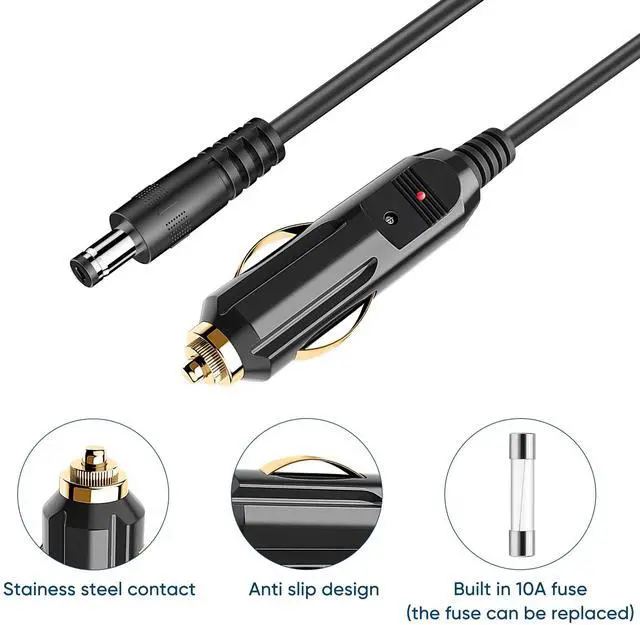Alt view image 2 of 7 - DC 5.5x2.1mm Car Cigarette Lighter Power Cord,6.5ft 12V-24V Car Charger Power Adapter with Fuse, for Rear View Camera Monitor Car Truck Bus RV Power Supply Extension Cable