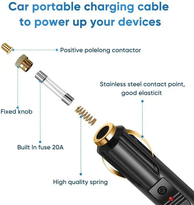 Alt view image 5 of 7 - DC 5.5x2.1mm Car Cigarette Lighter Power Cord,6.5ft 12V-24V Car Charger Power Adapter with Fuse, for Rear View Camera Monitor Car Truck Bus RV Power Supply Extension Cable