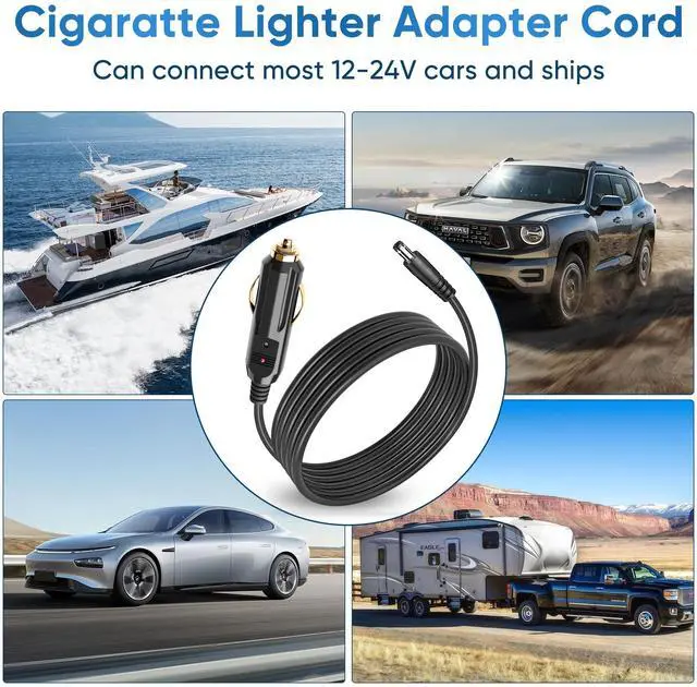 Alt view image 7 of 7 - DC 5.5x2.1mm Car Cigarette Lighter Power Cord,6.5ft 12V-24V Car Charger Power Adapter with Fuse, for Rear View Camera Monitor Car Truck Bus RV Power Supply Extension Cable