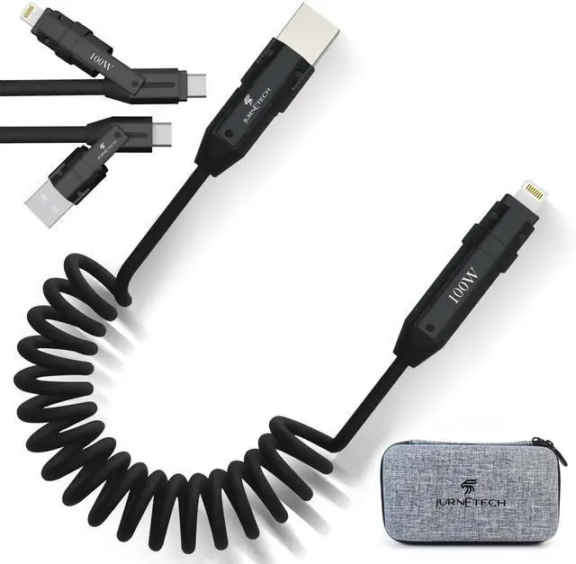 Main image of 100W Multi Charging Cable - 6-in-1 Universal Fast Charging Cable with Zinc Alloy Connectors & PU Cable, Adjustable Length 120cm | C to C, USB to Type-C, Lightning, Micro - MFI Certified
