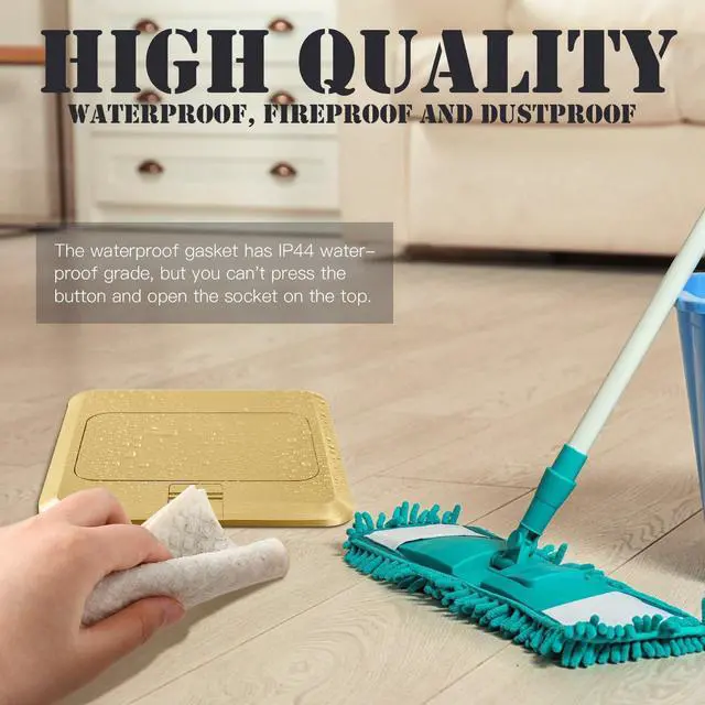 Alt view image 6 of 7 - Pop up Floor Outlet Floor Kit Waterproof Electrical Outlet Cover Box with 4.8A USB A & Type C Charge and 20 Amp Tamper Resistant Plug Receptacle Box for Countertop Office Home (Gold)