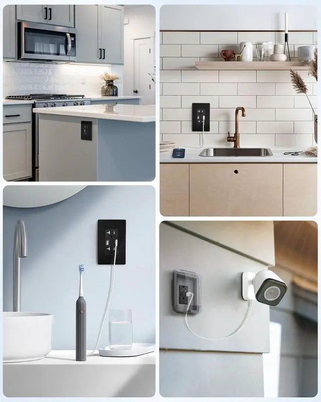 Alt view image 7 of 7 - 20 Amp GFCI Outlet with USB Ports, Self-Test GFCI Combination with USB-C & USB-A, Tamper-Resistant GFCI Electrical Outlet, GFCI Outlet with Screwless Wall Plate, ETL Listed,Black,1-Pack