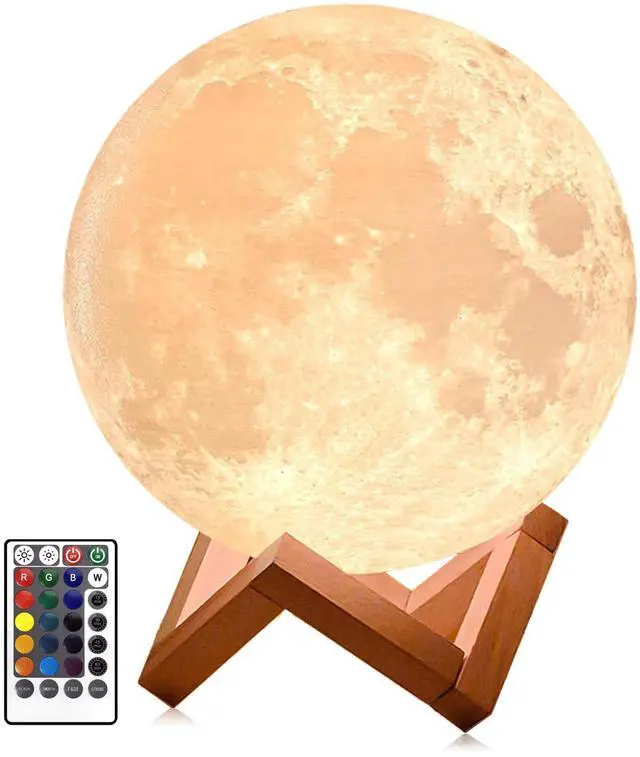 Main image of Moon Lamp, 1200mAh Ultra-Long Endurance Night Light, 7.1" 16 Colors LED Moon Light, Remote&Touch Control Room Decor Lamps for Kids Women Gift