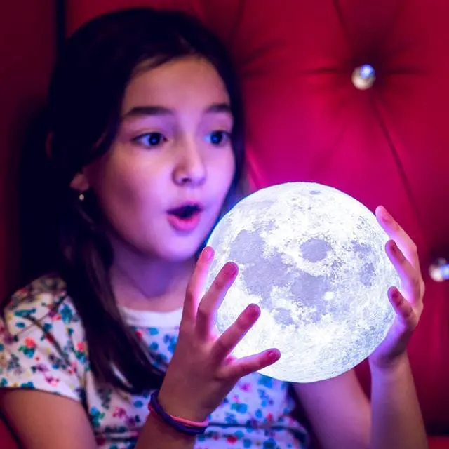 Alt view image 5 of 7 - Moon Lamp, 1200mAh Ultra-Long Endurance Night Light, 7.1" 16 Colors LED Moon Light, Remote&Touch Control Room Decor Lamps for Kids Women Gift