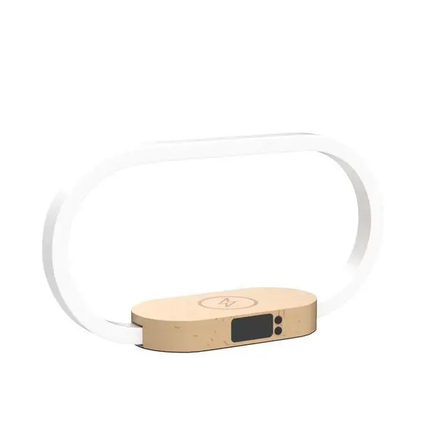 Alt view image 4 of 7 - Wooden Bedside Lamp with 15W Fast Wireless Charger | Touch Control, 3 Color Modes, Clock & Stepless Dimming for Nightstand