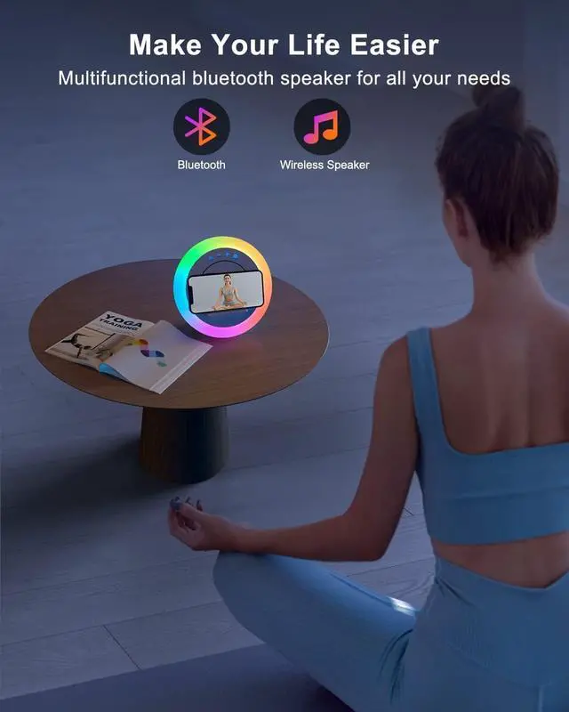 Alt view image 3 of 6 - Bluetooth Speaker Night Lights, Wireless Charging Kids Speaker, Color Changing Modern Bluetooth Lamp,Teenage Boys Girls Gifts Ideas (15W Wireless Charging with Battery)