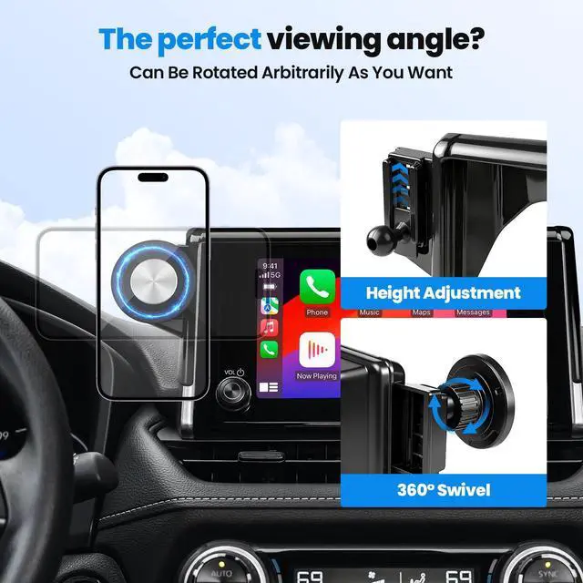 Alt view image 5 of 7 - Magnetic Phone Holder, Powerful Phone Mount with 2 Options iPhone MagSafe & Clip-in Holder for RAV4, 360° Rotation Phone Holder for Toyota RAV4 2019-2025 7/8-Inch Screen Interior Accessories