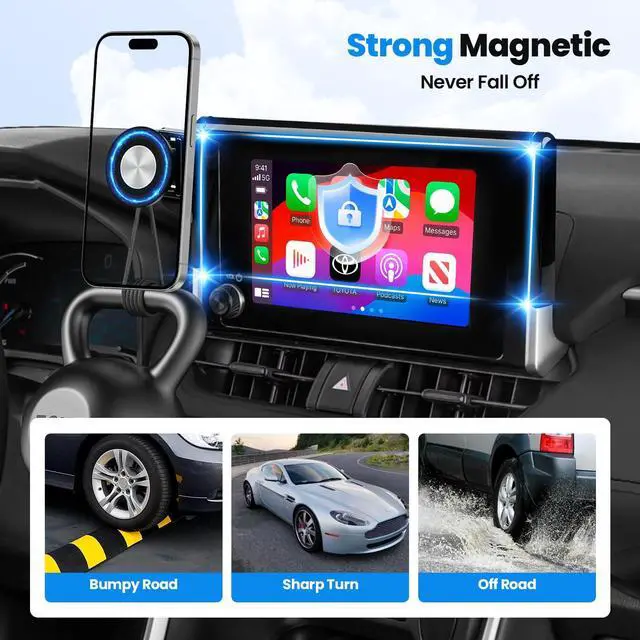 Alt view image 6 of 7 - Magnetic Phone Holder, Powerful Phone Mount with 2 Options iPhone MagSafe & Clip-in Holder for RAV4, 360° Rotation Phone Holder for Toyota RAV4 2019-2025 7/8-Inch Screen Interior Accessories