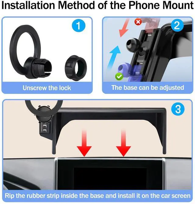 Alt view image 5 of 7 - Car Phone Holder for Toyota RAV4 2025 2019-2024 7/8-Inch Screen, Cell Phone Mount Compatible with MagSafe