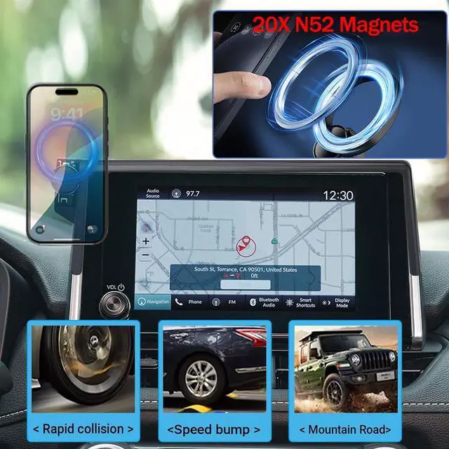 Alt view image 6 of 7 - Car Phone Holder for Toyota RAV4 2025 2019-2024 7/8-Inch Screen, Cell Phone Mount Compatible with MagSafe