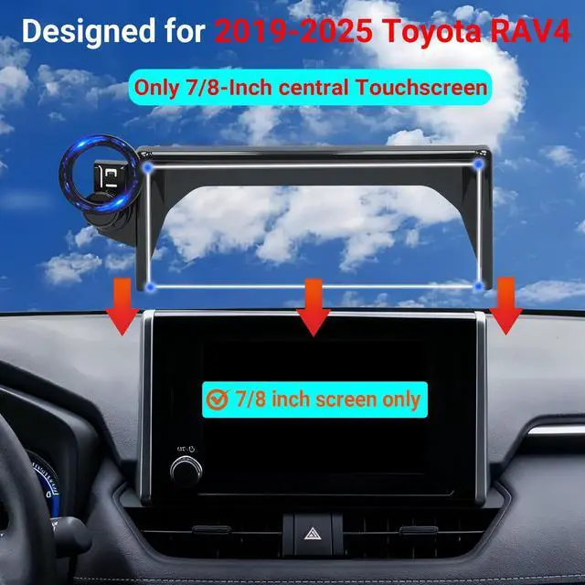 Alt view image 2 of 6 - Car Phone Holder for 2019-2025 Toyota RAV4 Accessories, 360° Rotation, Compatible with MagSafe 25 Pieces of N52 Super Strong Magnets(for 7/8-inch Screen only)