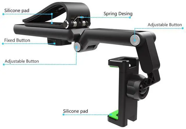 Alt view image 3 of 7 - Rotatable and Retractable Car Phone Holder - 1080 Multifunction Sun Visor Universal 360 Rotating Cell Phone Holder Mobile Mount for Vehicle Rear View Mirror