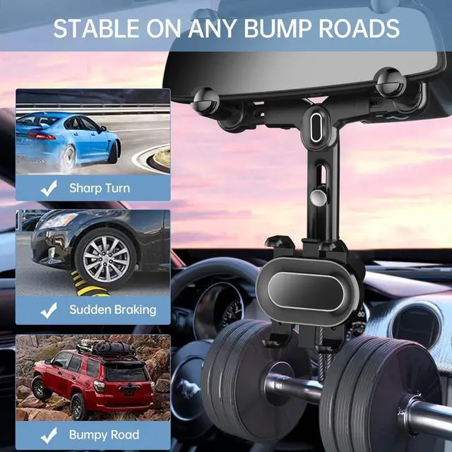 Alt view image 4 of 20 - SOEWIOU Rearview Mirror Phone Holder for Car,360°Rotatable and Retractable Multifunctional Rear View Mirror Phone Holder,Four Corners Fixed Anti-Shake Design,for All Mobile Phones and All Car