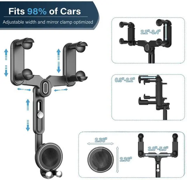 Alt view image 2 of 6 - for Magsafe Car Mount, Rear View Mirror Phone Holder, Magnetic Phone Holder for Car Compatible with iPhone 16/15/14/13/12 Series and All Phones with Magsafe Case or Metal Ring