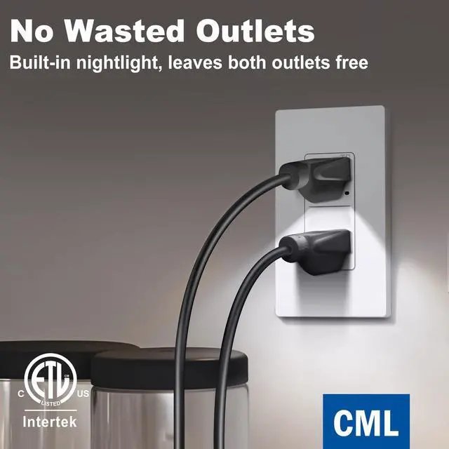 Alt view image 5 of 7 - 20 Amp Receptacle Outlet with LED Night Light, Dusk to Dawn Guide Lights Electrical Outlets, Tamper-Resistant, Screwless Wall Plate Included, 10 Pack, ETL Listed, White