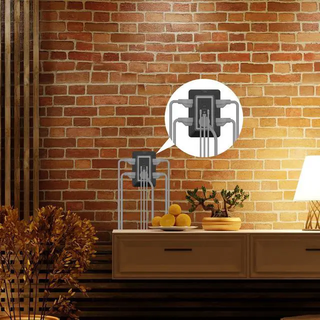 Alt view image 4 of 7 - Outlet Extender Power Strip, 6 AC Surge Protector Outlets with 3 USB Ports (1 USB C) and Night Light, 3-Sided Multi Plug Wall Outlet with Spaced Outlets - Black, ETL Listed