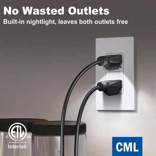 Alt view image 5 of 7 - Outlet with Night Light, 15 Amp Decorator Receptacle with LED Guide Lights and Dusk to Dawn On/Off Sensor, Tamper Resistant Electrical Outlets w/Screwless Wall Plate, ETL Listed, 5 Pack, White