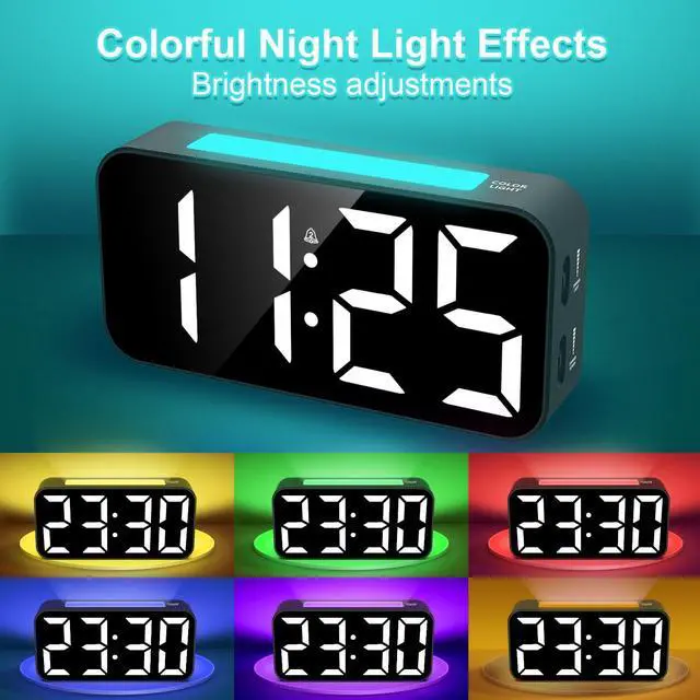 Alt view image 2 of 7 - Loud Alarm Clocks for Bedrooms Heavy Sleepers, Digital Clock with Night Light, Large Display, Dual Alarm, Snooze, Dimmable Bedside Alarm Clock for Kids Teens Boys Girls