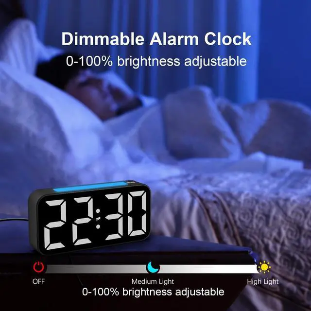 Alt view image 3 of 7 - Loud Alarm Clocks for Bedrooms Heavy Sleepers, Digital Clock with Night Light, Large Display, Dual Alarm, Snooze, Dimmable Bedside Alarm Clock for Kids Teens Boys Girls