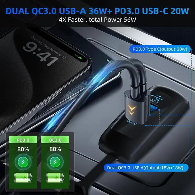 Alt view image 2 of 7 - 2PCS 3 Ports 12V RV USB Outlet 56W, 2PCS Type-C PD3.0 Quick Charge & Dual QC3.0 Panel Wall Surface Mount, Automotive Car Multi-Port USB Socket Charger Adapter for RV Marine Boat Bus Camper ATV Truck