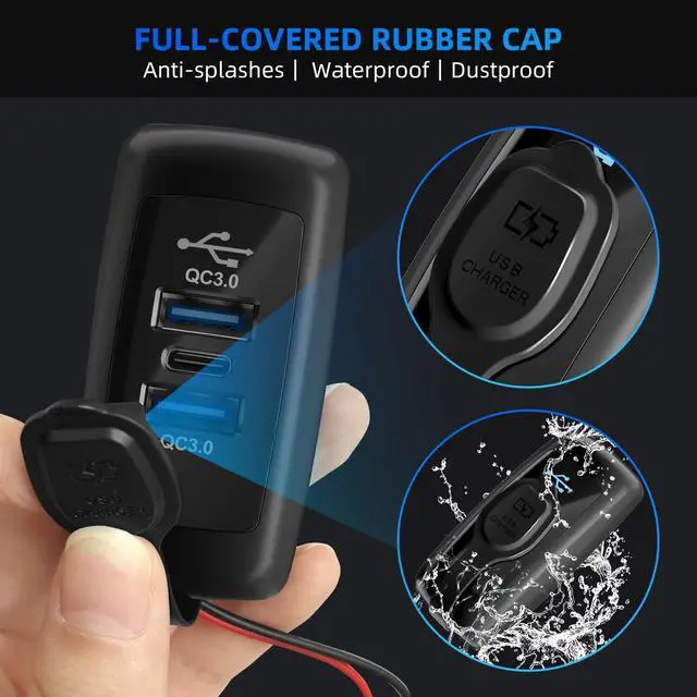 Alt view image 4 of 7 - 2PCS 3 Ports 12V RV USB Outlet 56W, 2PCS Type-C PD3.0 Quick Charge & Dual QC3.0 Panel Wall Surface Mount, Automotive Car Multi-Port USB Socket Charger Adapter for RV Marine Boat Bus Camper ATV Truck