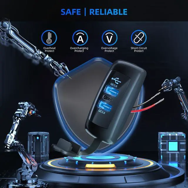 Alt view image 6 of 7 - 2PCS 3 Ports 12V RV USB Outlet 56W, 2PCS Type-C PD3.0 Quick Charge & Dual QC3.0 Panel Wall Surface Mount, Automotive Car Multi-Port USB Socket Charger Adapter for RV Marine Boat Bus Camper ATV Truck