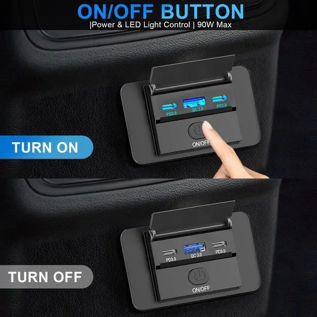 Alt view image 4 of 7 - 4PCS 3 Ports 12V RV USB Outlet 90W, Dual PD3.0 Type-C Quick Charge 72W & USB QC3.0 18W Panel Wall Mount, Automotive Car USB Socket Charger Adapter for RV Marine Boat Bus ATV Motorcycle Truck