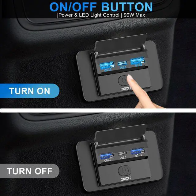 Alt view image 4 of 7 - 4PCS 3 Ports 12V RV USB Outlet 72W, Gibbab Dual USB QC3.0 36W & PD3.0 Type-C Quick Charge 36W Panel Wall Mount, Automotive Car USB Socket Charger Adapter for RV Marine Boat Bus ATV Motorcycle Truck