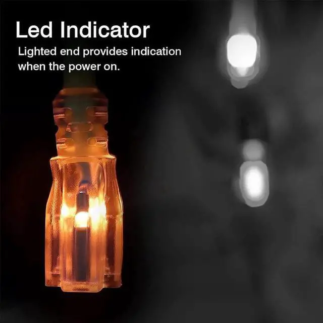 Alt view image 3 of 7 - Indoor Outdoor Extension Cord with Lighted End, 3 Prong 15A Weatherproof Power Cord, 14 Gauge Heavy Duty 12 ft Yellow Extension Cord for Garage, Garden and Home, 14/3 SJTW UL Listed