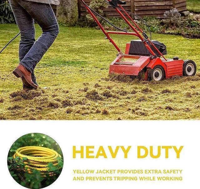 Alt view image 5 of 7 - Indoor Outdoor Extension Cord with Lighted End, 3 Prong 15A Weatherproof Power Cord, 14 Gauge Heavy Duty 12 ft Yellow Extension Cord for Garage, Garden and Home, 14/3 SJTW UL Listed